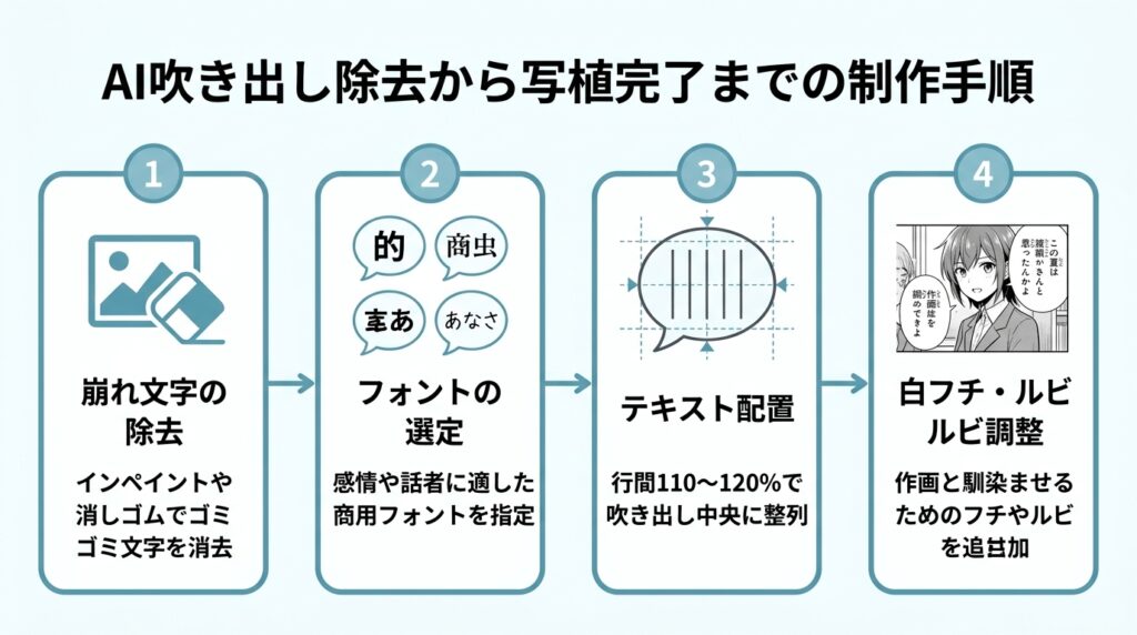 AI吹き出し除去から写植完了までの制作手順