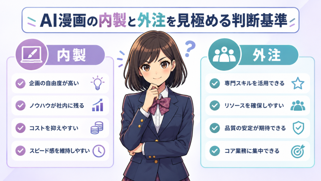 AI漫画の内製と外注を見極める判断基準