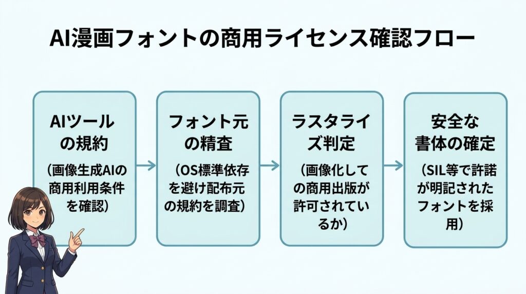 AI漫画フォントの商用ライセンス確認フロー