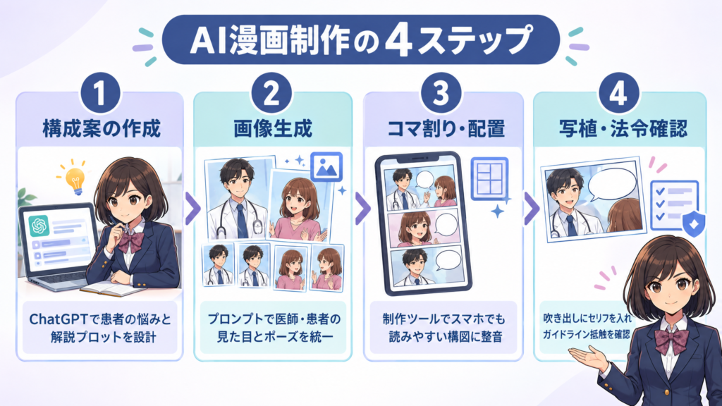 AI漫画制作の4ステップ
