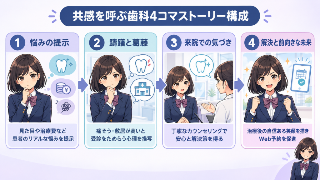 共感を呼ぶ歯科4コマストーリー構成