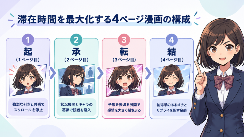 滞在時間を最大化する4ページ漫画の構成