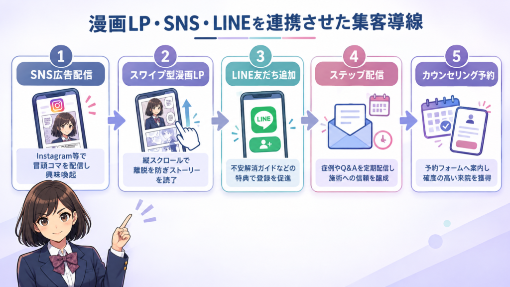 漫画LP・SNS・LINEを連携させた集客導線