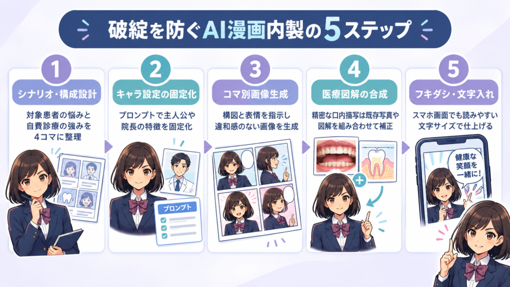 破綻を防ぐAI漫画内製の5ステップ