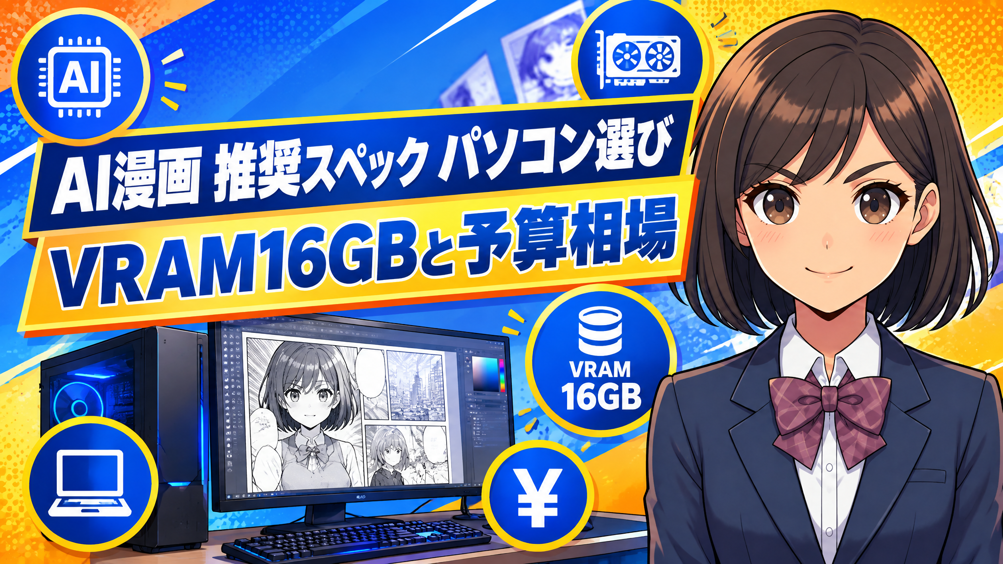 AI漫画 推奨スペック パソコン選び|VRAM16GBと予算相場