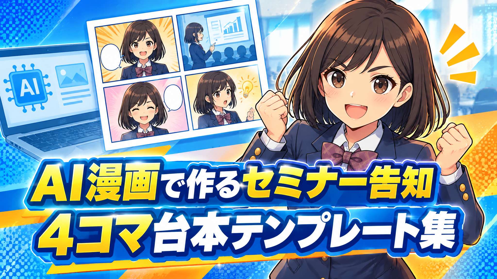 AI漫画で作るセミナー告知|4コマ台本テンプレート集
