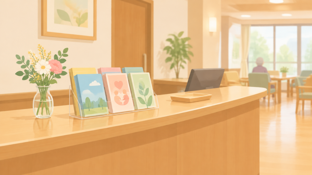 窓口に置かれた漫画パンフレット