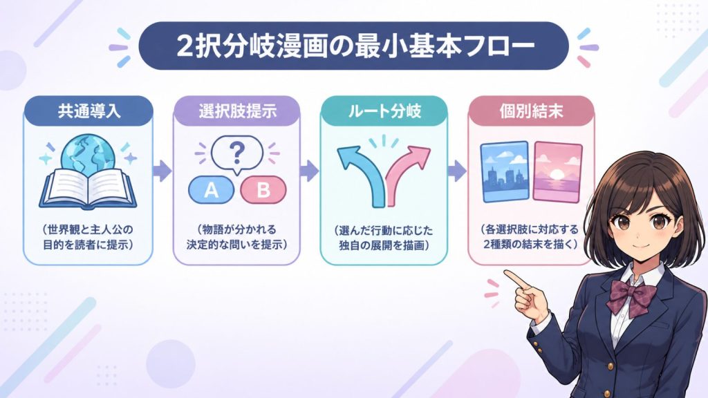 2択分岐漫画の最小基本フロー