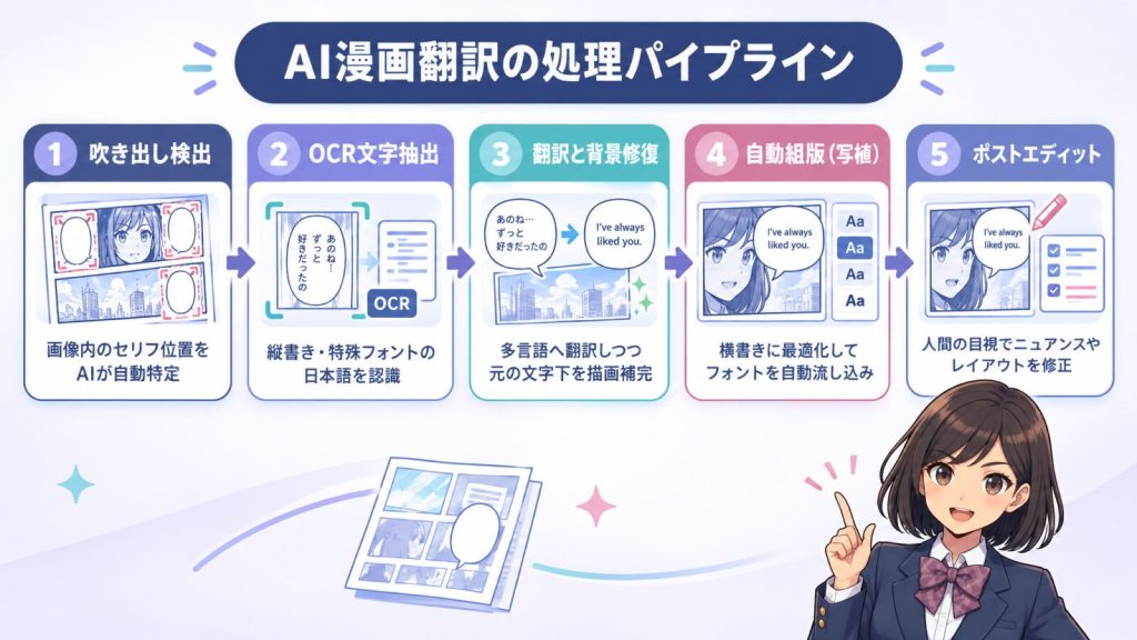 AI漫画翻訳の処理パイプライン