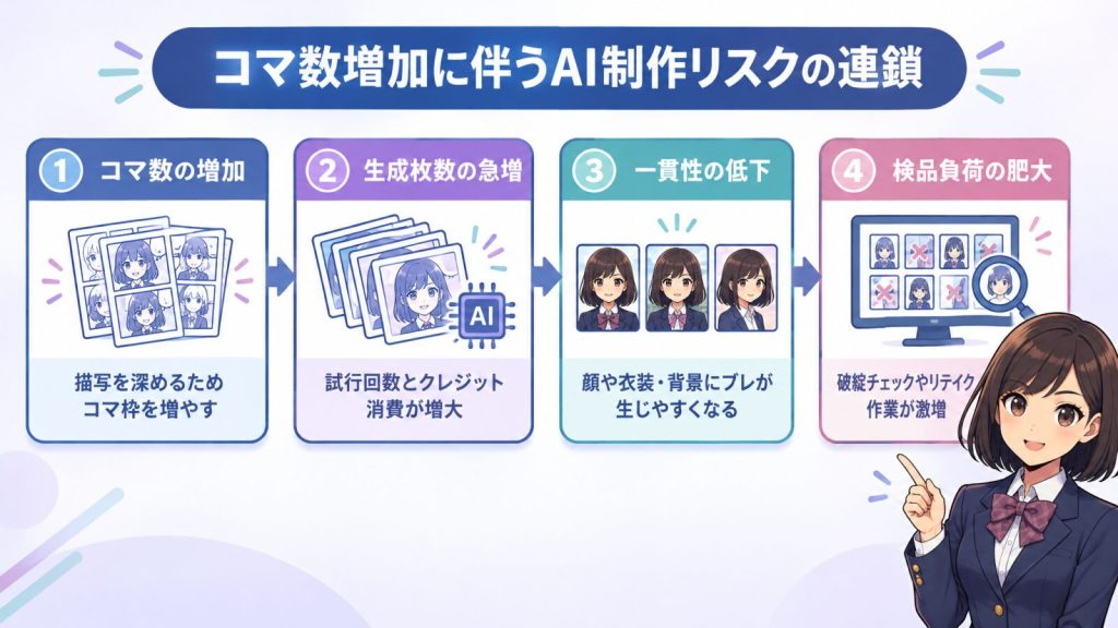 コマ数増加に伴うAI制作リスクの連鎖