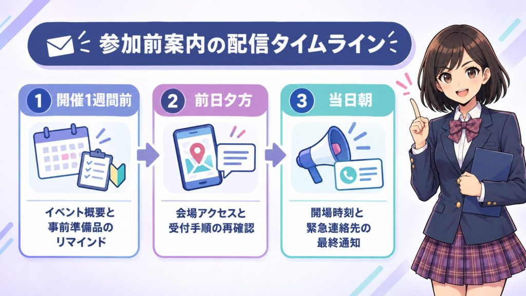 参加前案内の配信タイムライン