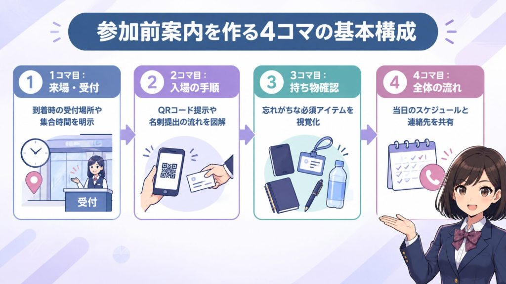 参加前案内を作る4コマの基本構成