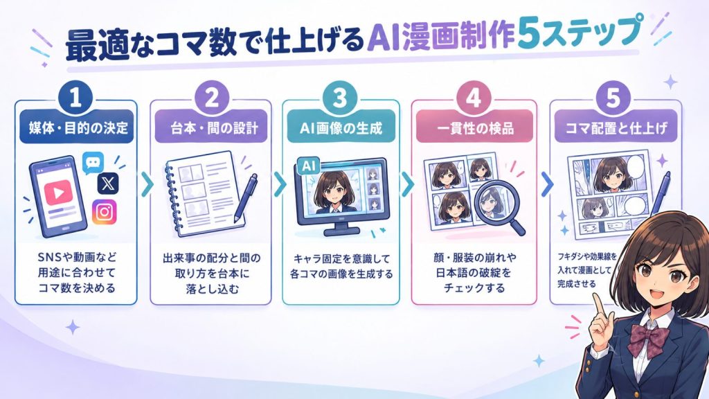最適なコマ数で仕上げるAI漫画制作5ステップ