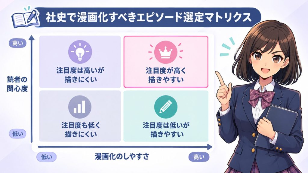 社史で漫画化すべきエピソード選定マトリクス