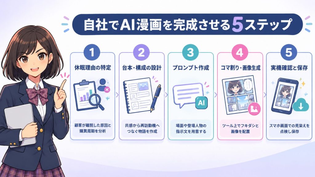 自社でAI漫画を完成させる5ステップ
