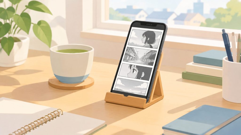 スマホ画面での視認性を検証する様子